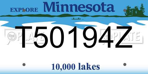 T50194Z Minnesota License Plate