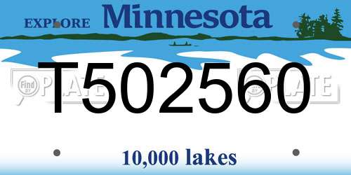 T502560 Minnesota License Plate