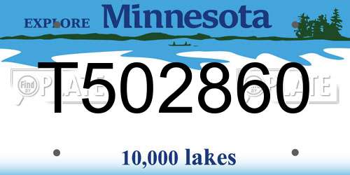 T502860 Minnesota License Plate