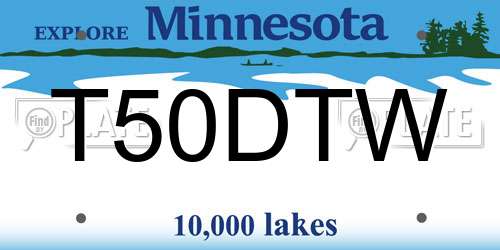 T50DTW Minnesota License Plate