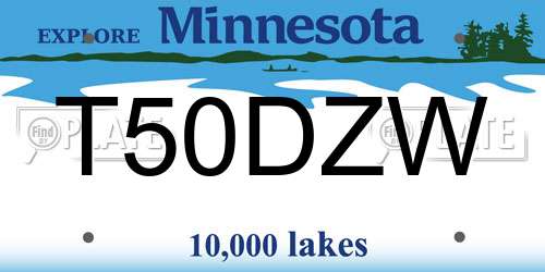 T50DZW Minnesota License Plate