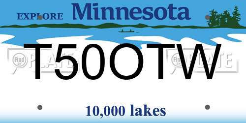 T50OTW Minnesota License Plate