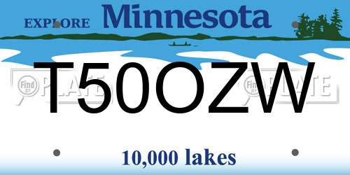 T50OZW Minnesota License Plate