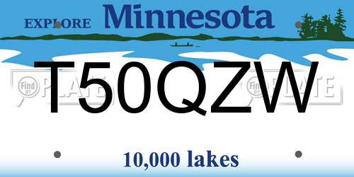 T50QZW Minnesota License Plate