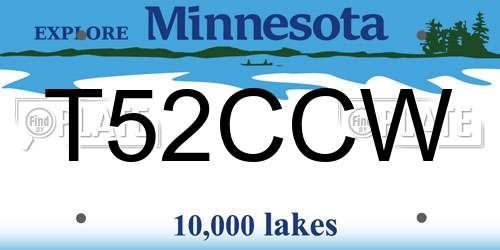 T52CCW Minnesota License Plate