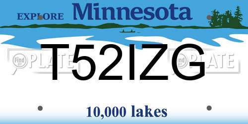 T52IZG Minnesota License Plate