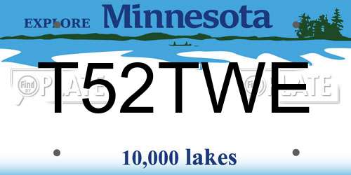 T52TWE Minnesota License Plate