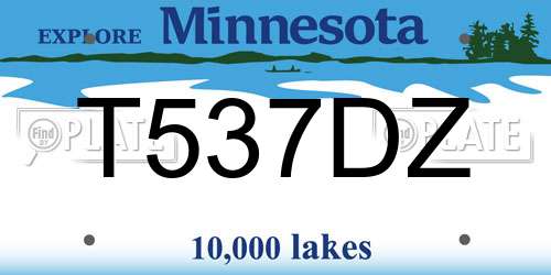 T537DZ Minnesota License Plate
