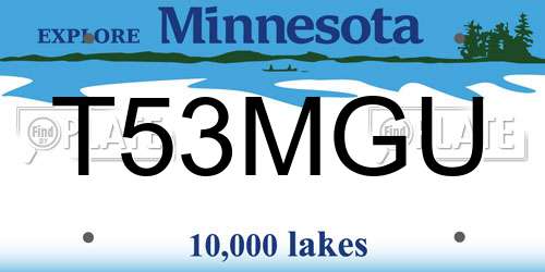 T53MGU Minnesota License Plate