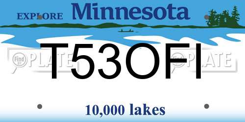 T53OFI Minnesota License Plate