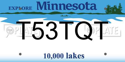 T53TQT Minnesota License Plate