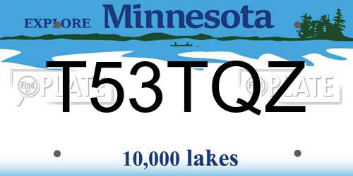 T53TQZ Minnesota License Plate