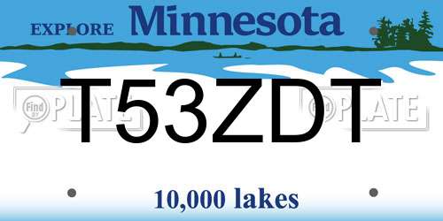T53ZDT Minnesota License Plate