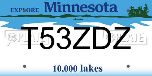 T53ZDZ Minnesota License Plate