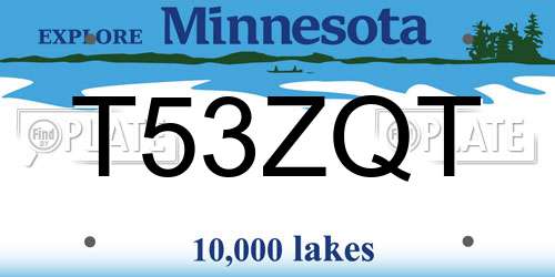 T53ZQT Minnesota License Plate