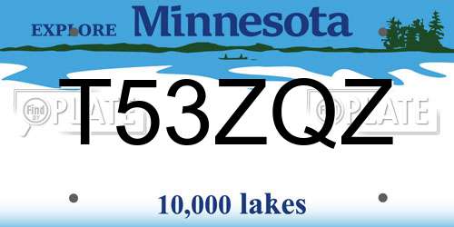 T53ZQZ Minnesota License Plate