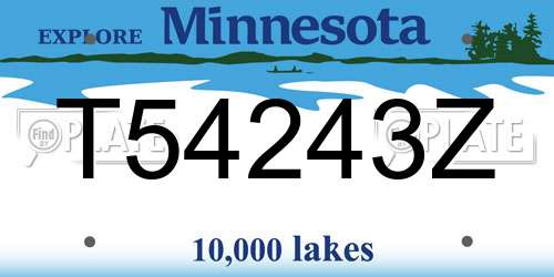 T54243Z Minnesota License Plate