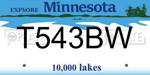 T543BW Minnesota License Plate