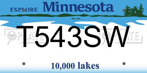 T543SW Minnesota License Plate