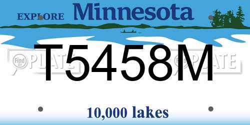T5458M Minnesota License Plate
