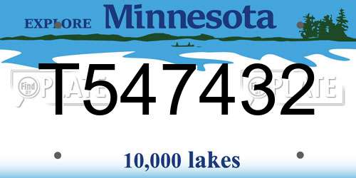 T547432 Minnesota License Plate