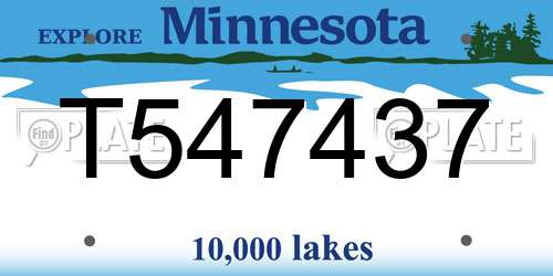 T547437 Minnesota License Plate