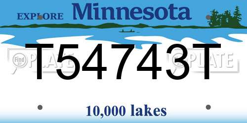 T54743T Minnesota License Plate
