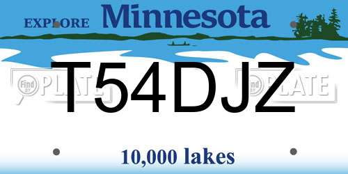 T54DJZ Minnesota License Plate