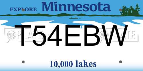T54EBW Minnesota License Plate