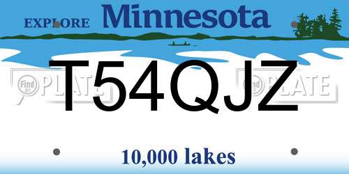 T54QJZ Minnesota License Plate