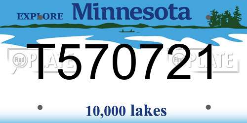 T570721 Minnesota License Plate