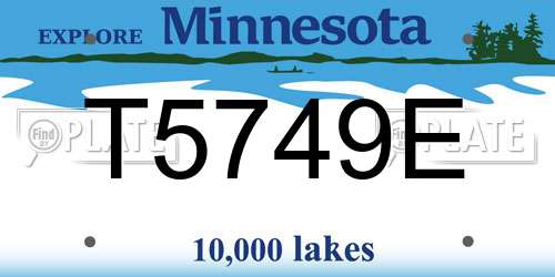 T5749E Minnesota License Plate