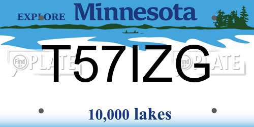 T57IZG Minnesota License Plate