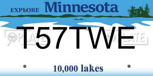 T57TWE Minnesota License Plate