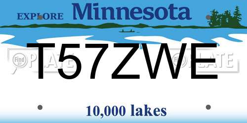 T57ZWE Minnesota License Plate