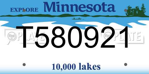 T580921 Minnesota License Plate
