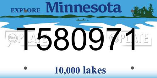 T580971 Minnesota License Plate