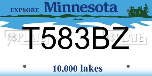 T583BZ Minnesota License Plate