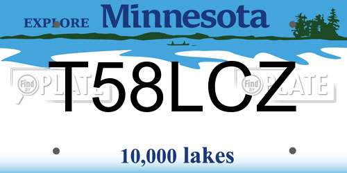 T58LCZ Minnesota License Plate