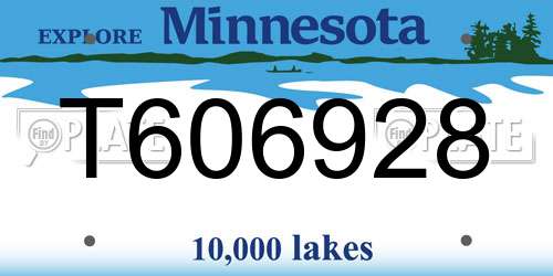 T606928 Minnesota License Plate