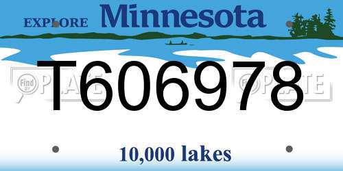 T606978 Minnesota License Plate