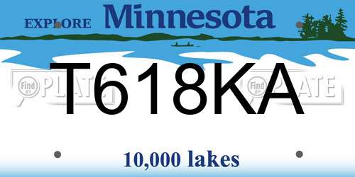 T618KA Minnesota License Plate