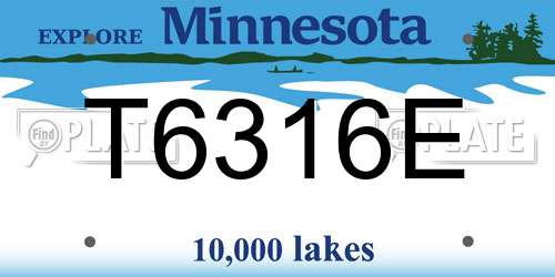 T6316E Minnesota License Plate