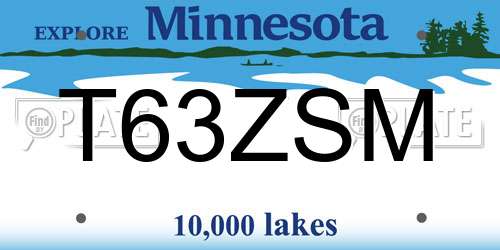 T63ZSM Minnesota License Plate