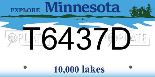 T6437D Minnesota License Plate
