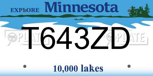 T643ZD Minnesota License Plate