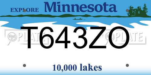 T643ZO Minnesota License Plate