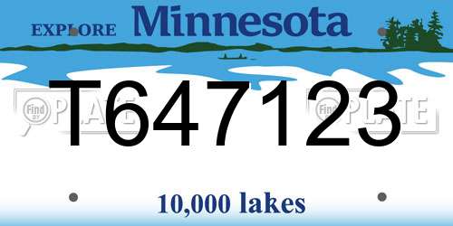 T647123 Minnesota License Plate