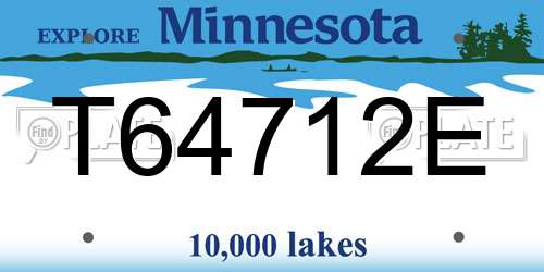 T64712E Minnesota License Plate