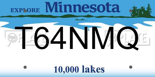 T64NMQ Minnesota License Plate